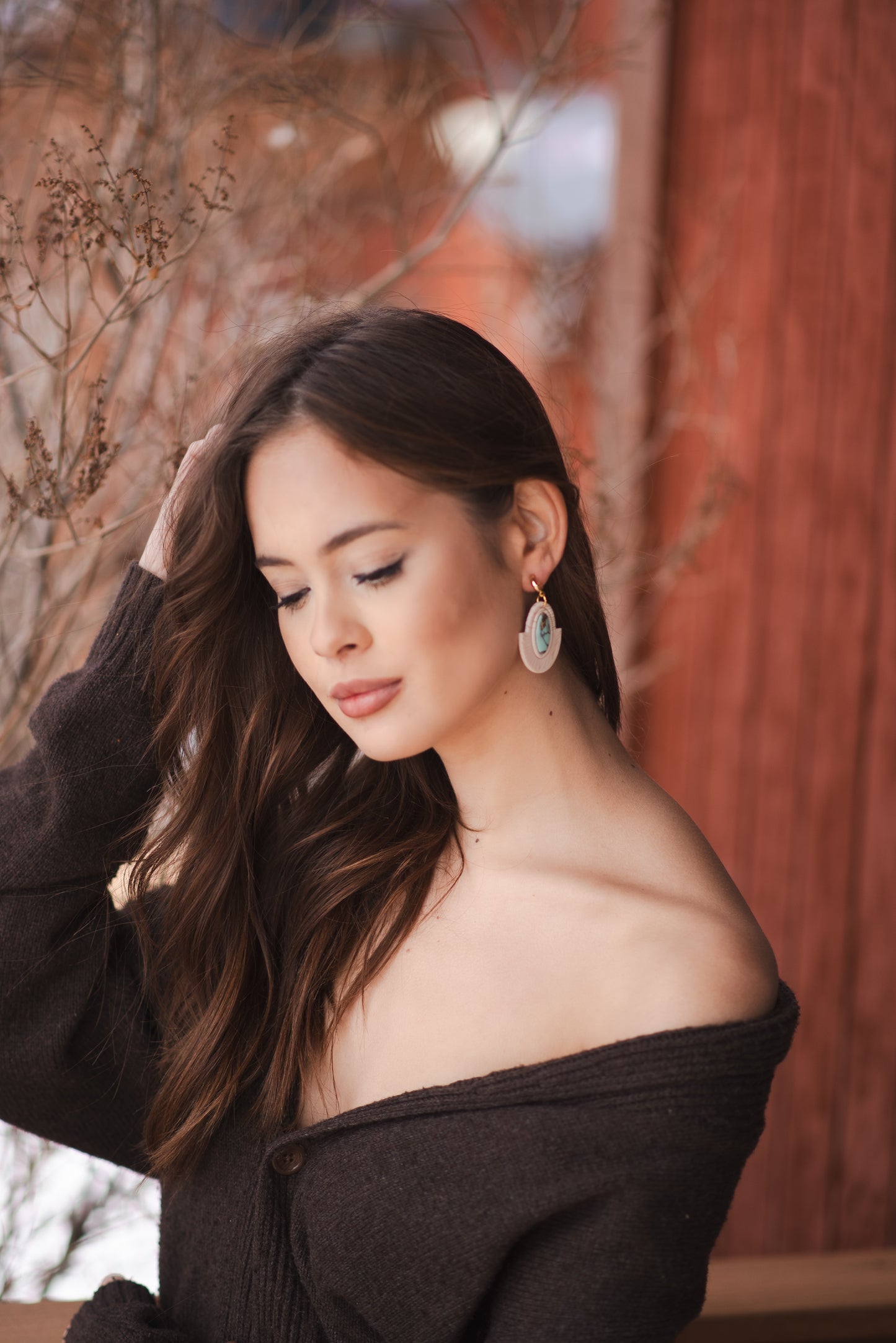 Green polymer clay green gem earrings