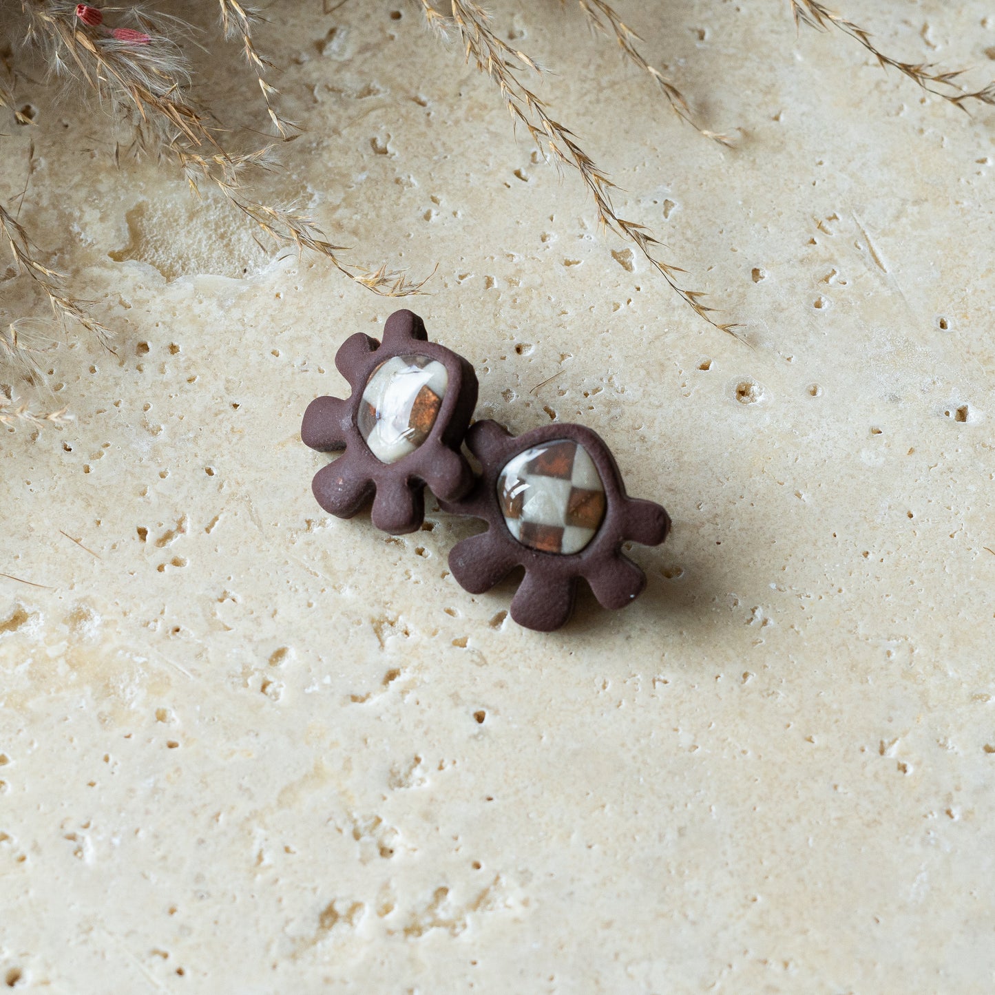 Polymer clay gem earrings