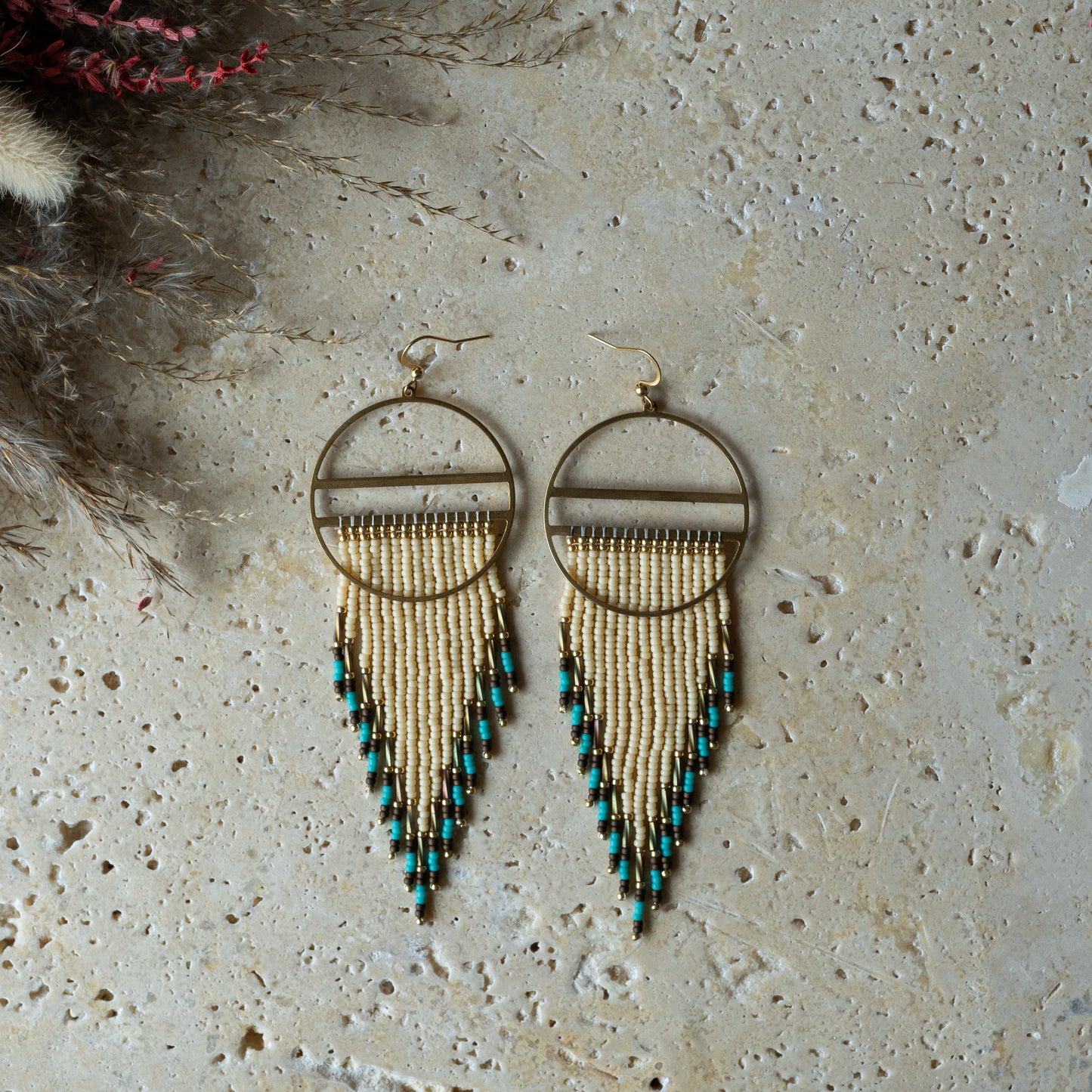 Round beads earrings | turquoise