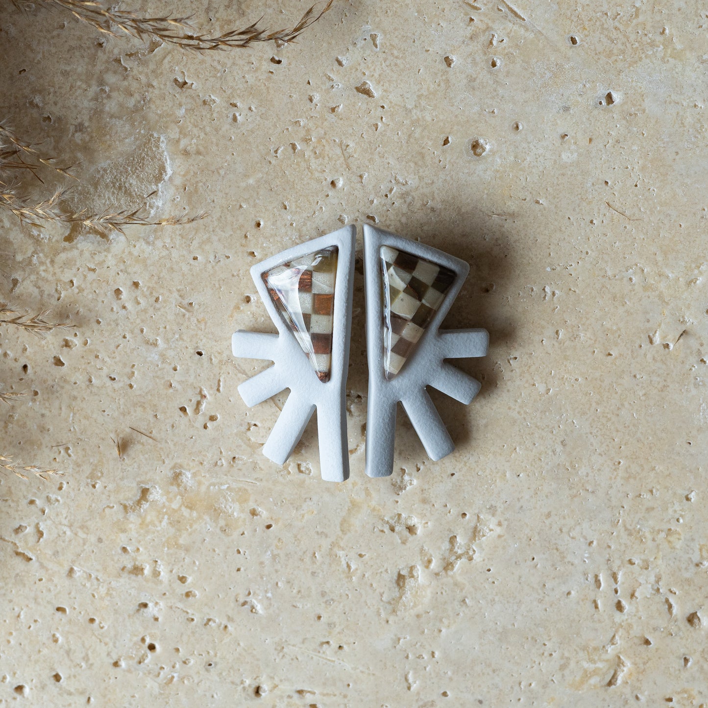 Polymer clay gem earrings.